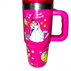 Disney The Little Mermaid Themed Travel Mug with Handle and Straw 18 oz